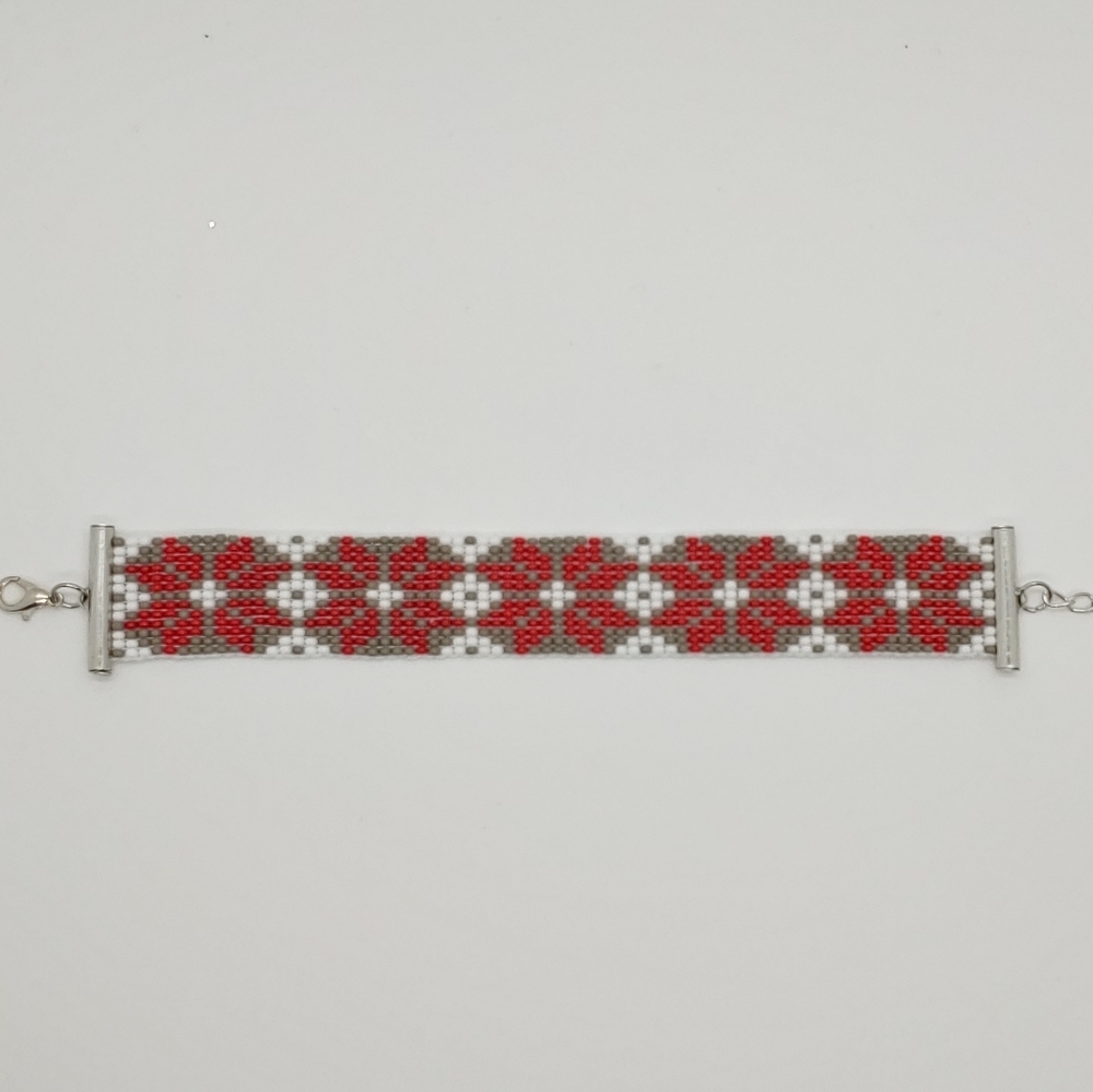 Loom Beaded Bracelet Floral Print - Picture 2 of 4